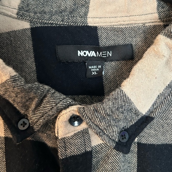 Nova Men Buffalo Plaid Flannel Shirt – Black & Tan – 100% Cotton – XL - Picture 3 of 10